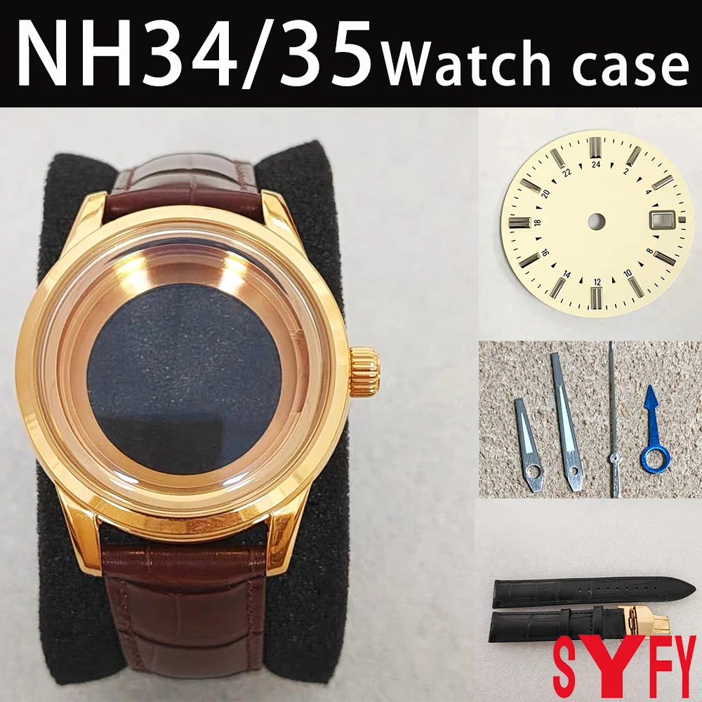 New Modified Accessory Gold 39mm Transparent Bottom Case with Literal Strap and Hands Suitable for NH34/NH35/36/4R/7S Movements
New Modified Accessory Gold 39mm Transparent Bottom Case with Literal Strap and Hands Suitable for NH34/NH35/36/4R/7S Movements