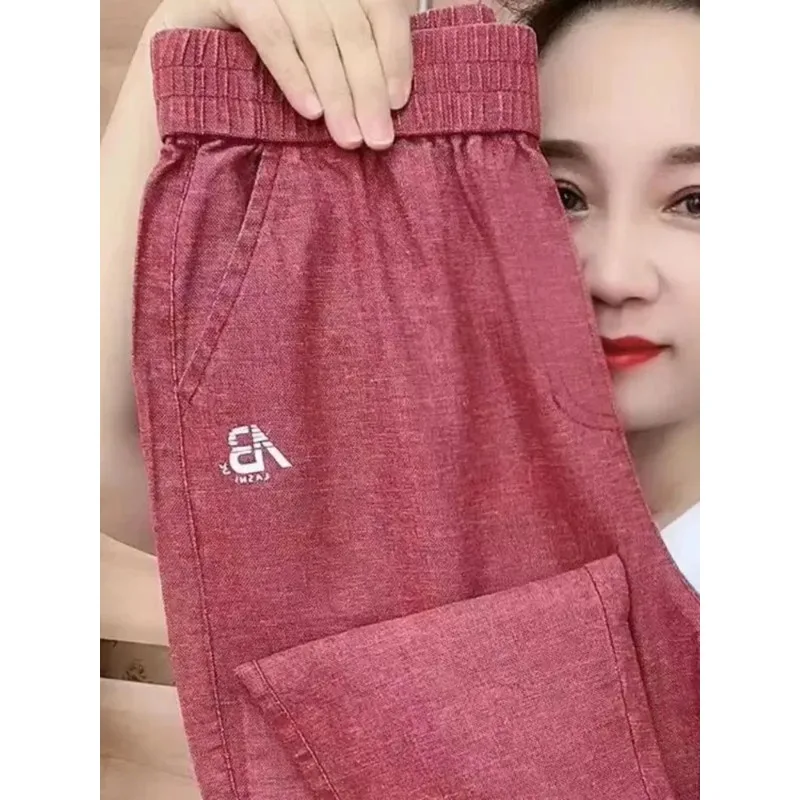 Women Large Size Fashion New Casual Trousers Summer Cotton Linen Harem Pants Mom's Vintage Spodnie Baggy Straight Sweat Pants
Women Large Size Fashion New Casual Trousers Summer Cotton Linen Harem Pants Mom's Vintage Spodnie Baggy Straight Sweat Pants