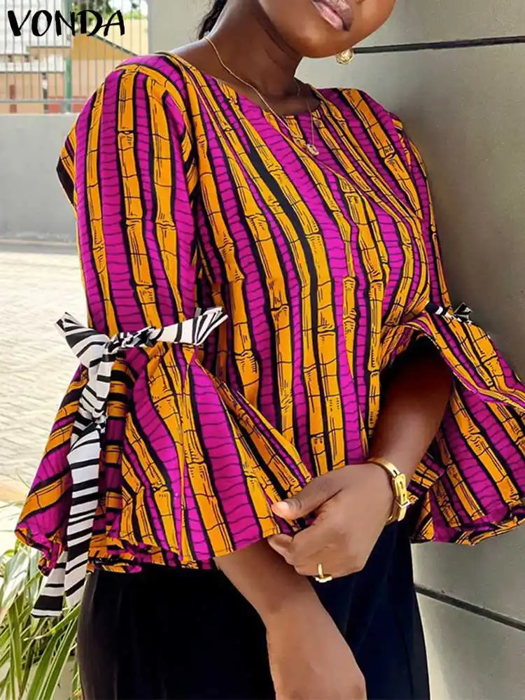 Plus Size 5XL VONDA Vintage Stripe Blouse Women Printed Bohemian Shirts 2024 Summer 3/4 Flare Sleeve Tunic Tops Casual Blusas
Plus Size 5XL VONDA Vintage Stripe Blouse Women Printed Bohemian Shirts 2024 Summer 3/4 Flare Sleeve Tunic Tops Casual Blusas