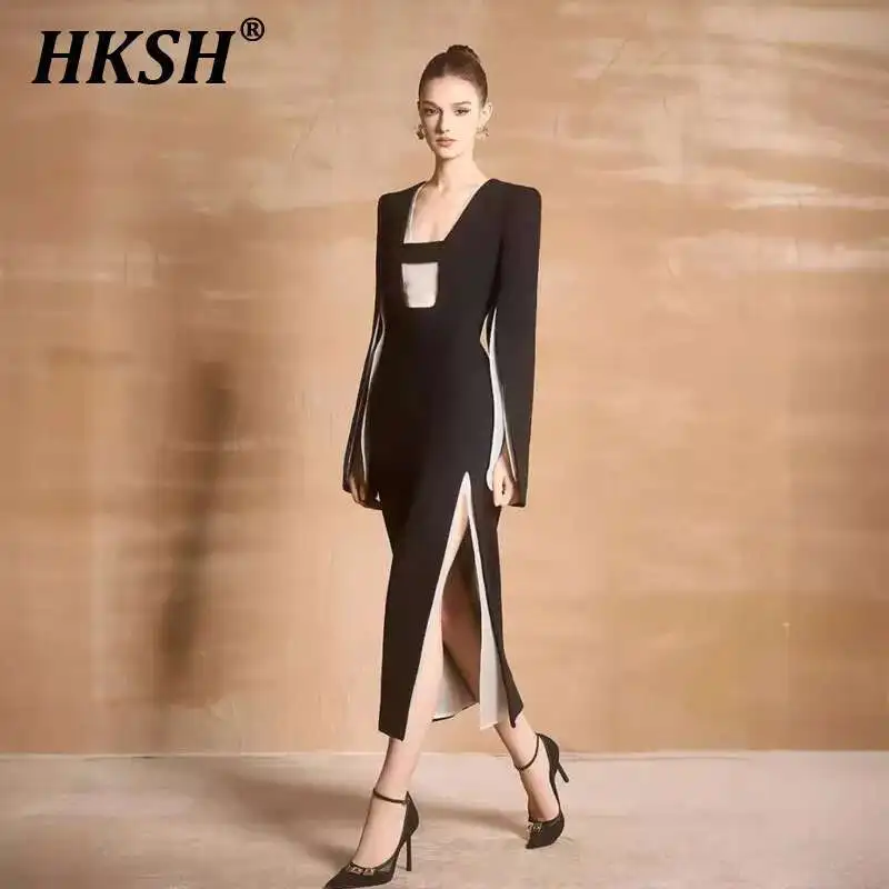 HKSH Весна Лето Новое женское платье Tide High End Light Luxury с разрезом и квадратным вырезом на плечах Новый стиль Простые тонкие длинные юбки HK4266
HKSH Весна Лето Новое женское платье Tide High End Light Luxury с разрезом и квадратным вырезом на плечах Новый стиль Простые тонкие длинные юбки HK4266