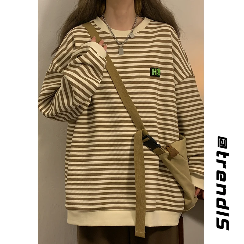 American Lazy Chic Striped Sweatshirt Men's Spring Autumn Style Heavyweight Hardwearing round Neck Jacket for Couples
American Lazy Chic Striped Sweatshirt Men's Spring Autumn Style Heavyweight Hardwearing round Neck Jacket for Couples