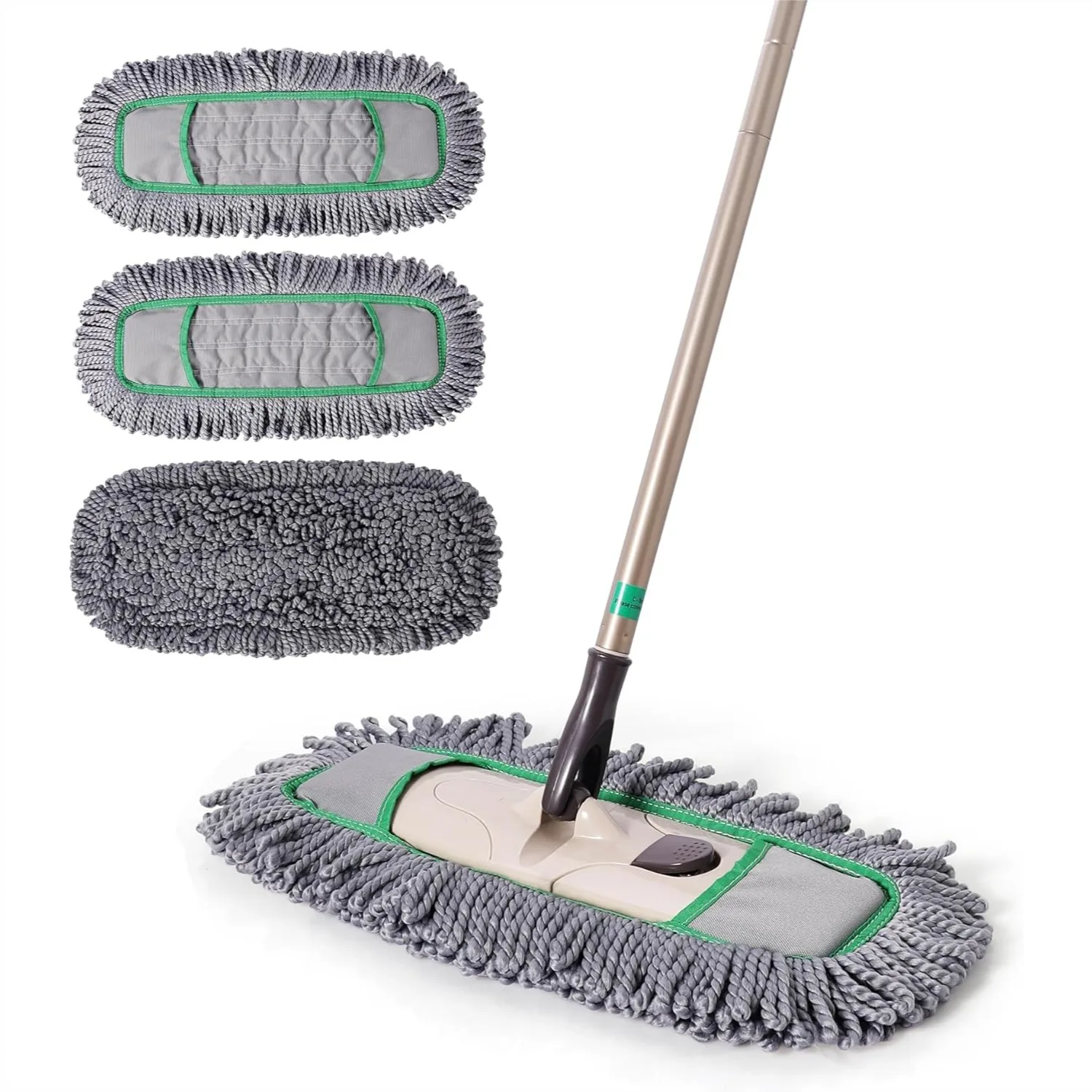 Dry Dust Mop for Floor Cleaning with 3 Reusable Microfiber Pads, Pet Hair Removal, Telescopic Handle for Home Use, Grey+Green
Dry Dust Mop for Floor Cleaning with 3 Reusable Microfiber Pads, Pet Hair Removal, Telescopic Handle for Home Use, Grey+Green