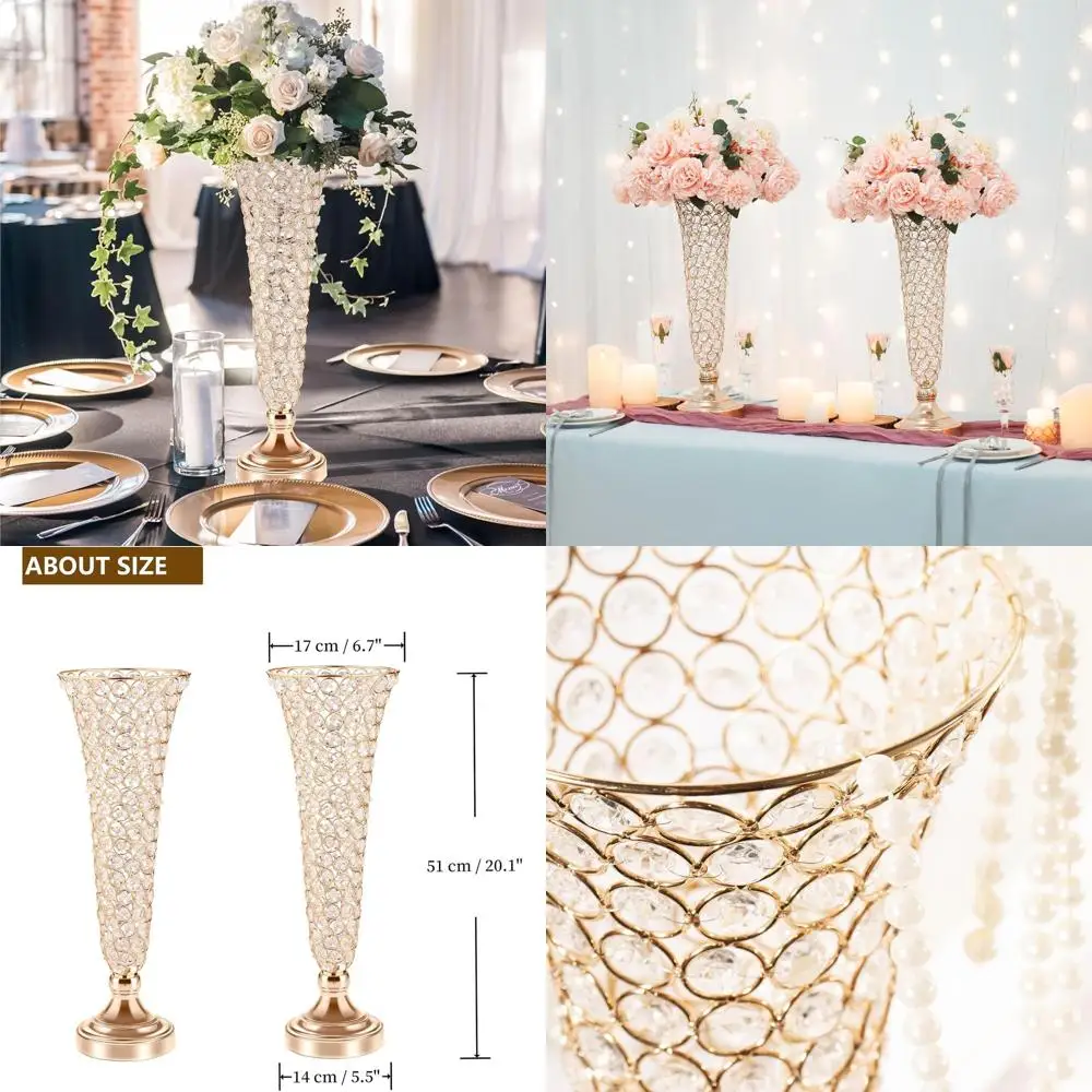 Pair of 20 Crystal Trumpet Vases for Floral Arrangements, Ideal for Weddings, Parties, and Home Decor
Pair of 20 Crystal Trumpet Vases for Floral Arrangements, Ideal for Weddings, Parties, and Home Decor