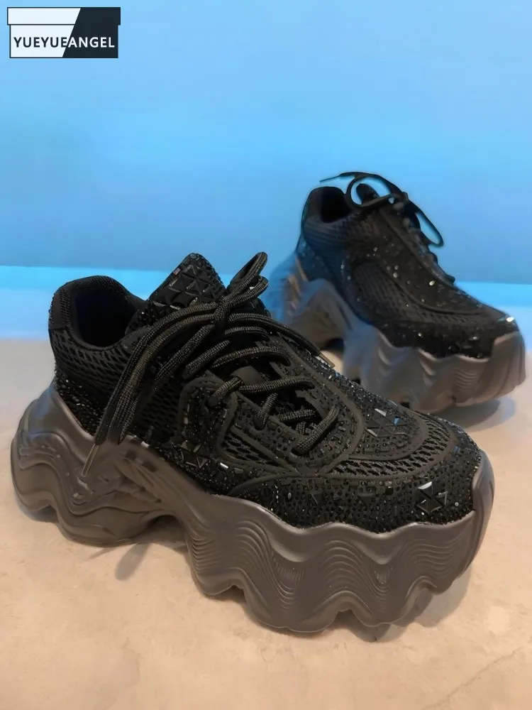 Leisure Breathable Mesh Diamonds Cross-Tied Platform Footwear Youth Lady Round Toe Mid Heel Height Increase Lace-Up Pumps
Leisure Breathable Mesh Diamonds Cross-Tied Platform Footwear Youth Lady Round Toe Mid Heel Height Increase Lace-Up Pumps
