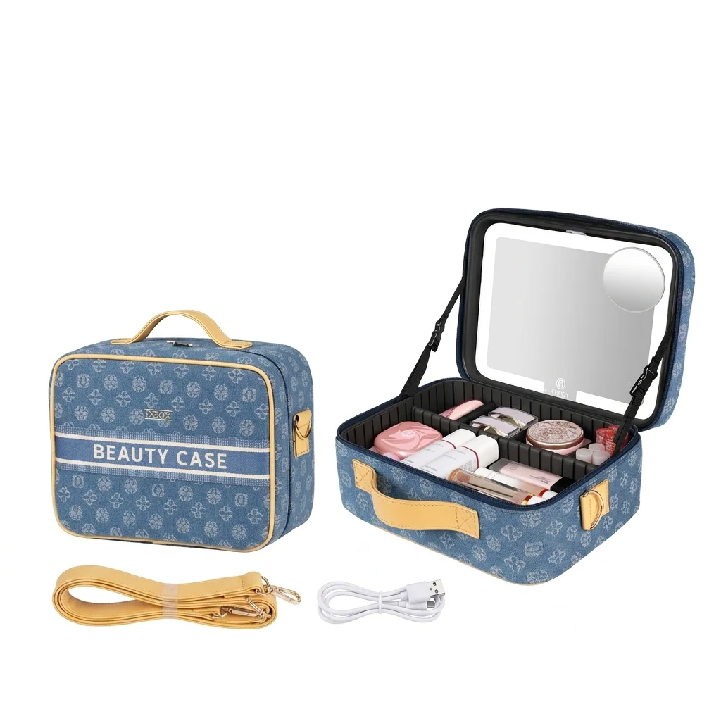OBOX 2026 New Vintage Denim Makeup Bag with Mirror, Large Capacity Cosmetic Organizer, Luxury Gift for Women
OBOX 2026 New Vintage Denim Makeup Bag with Mirror, Large Capacity Cosmetic Organizer, Luxury Gift for Women