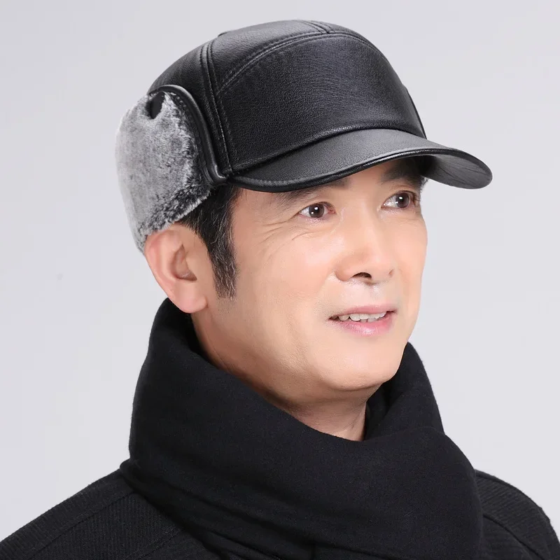 Winter Warm Baseball Cap for Men Black Leather Fur Hats for Men Snapback Women Casquette Bones Dad Caps Gorras Earflaps Thicken
Winter Warm Baseball Cap for Men Black Leather Fur Hats for Men Snapback Women Casquette Bones Dad Caps Gorras Earflaps Thicken