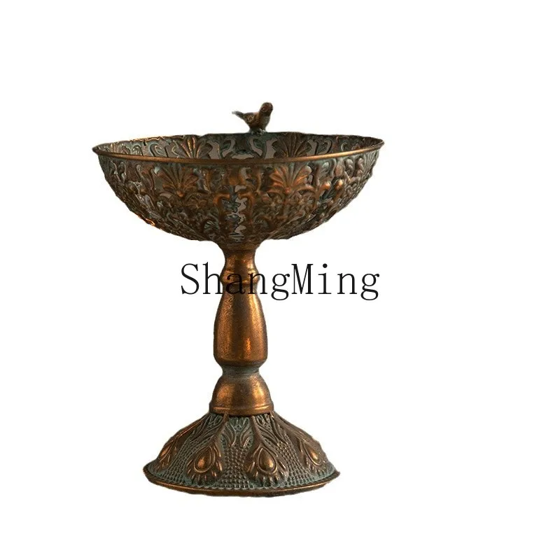 ZYY antique copper entrance decorative ornament wrought iron tall fruit tray retro ornament ornament
ZYY antique copper entrance decorative ornament wrought iron tall fruit tray retro ornament ornament