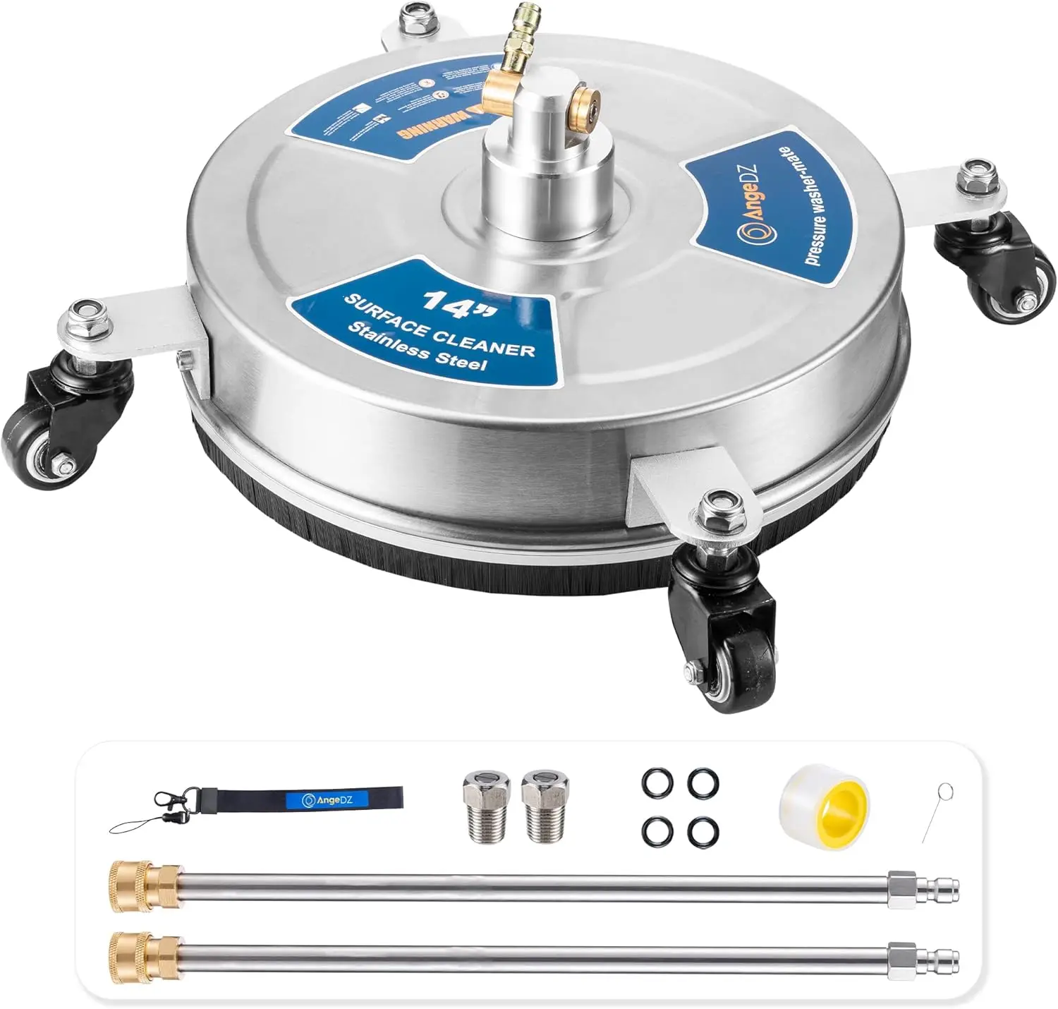 14" Pressure Washer Surface Cleaner with 4 Wheels, 1/4" Quick Connect, Stainless Steel for Driveway, 1.8 GPM Min, 4000 PSI Max
14" Pressure Washer Surface Cleaner with 4 Wheels, 1/4" Quick Connect, Stainless Steel for Driveway, 1.8 GPM Min, 4000 PSI Max