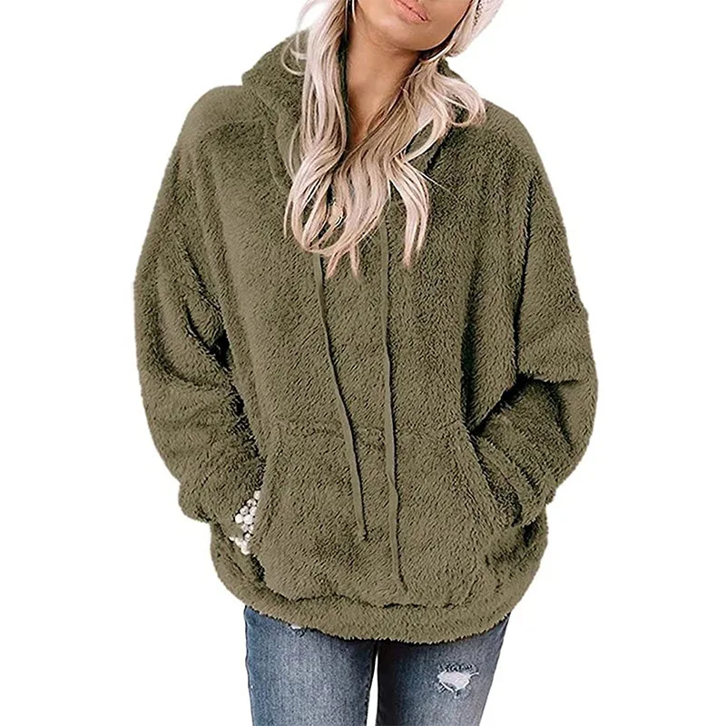New Women's Long-sleeved Hooded Jacket Solid Color Pocket Casual Loose Plush Sweatshirt Winter Clothes Women
New Women's Long-sleeved Hooded Jacket Solid Color Pocket Casual Loose Plush Sweatshirt Winter Clothes Women