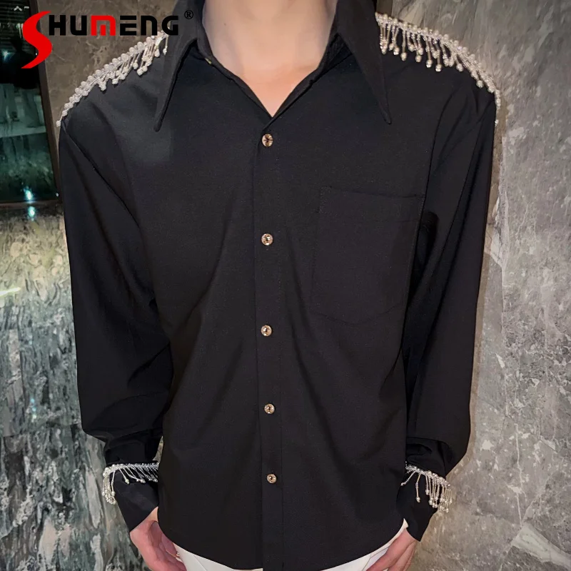 Men's 2026 Summer New Light Luxury Fashion Pearl Tassel Shirts Men's High-end Shoulder Long-sleeve Handsome Tops Trendy Shirts
Men's 2026 Summer New Light Luxury Fashion Pearl Tassel Shirts Men's High-end Shoulder Long-sleeve Handsome Tops Trendy Shirts