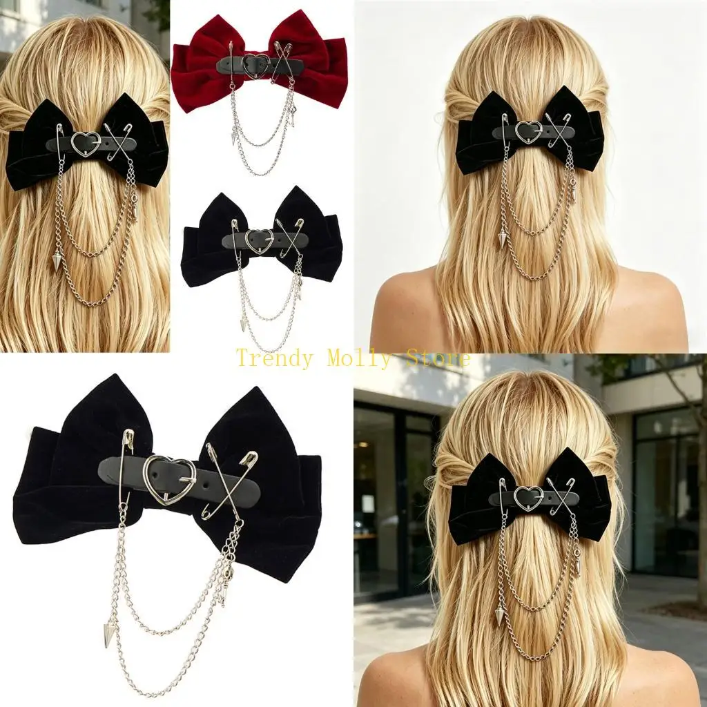 N5KB Trendy Gothic Hair Clip Feature Crucifix Charm And Adjustable Bowknot Design
N5KB Trendy Gothic Hair Clip Feature Crucifix Charm And Adjustable Bowknot Design