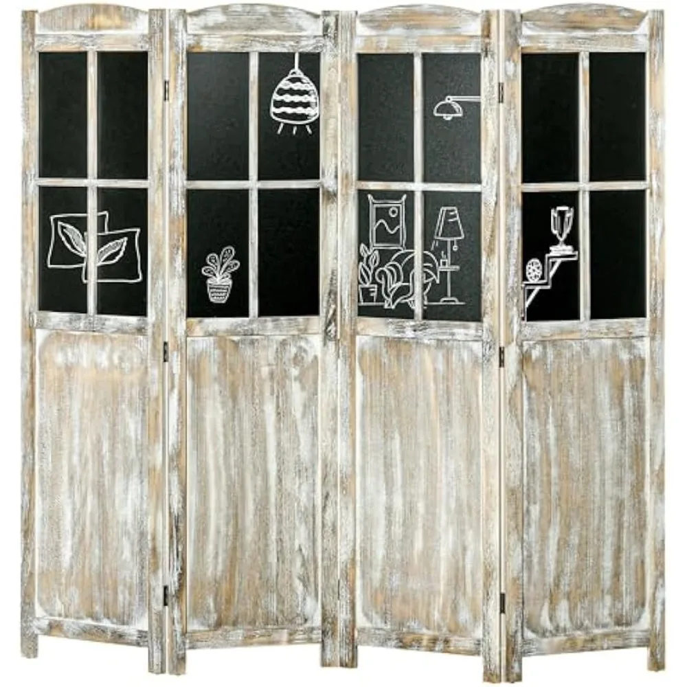 4 Panel Room Divider, Farmhouse Style Folding Indoor Portable Wood Privacy Screen with Black Boards, Hinged Freestanding
4 Panel Room Divider, Farmhouse Style Folding Indoor Portable Wood Privacy Screen with Black Boards, Hinged Freestanding