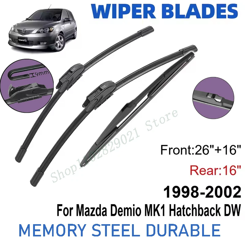 3PCS For Mazda Demio MK1 1998-2002 26" + 16"+ 16" Front Rear Wiper Blades Windshield Windscreen Window Cutter Accessories
3PCS For Mazda Demio MK1 1998-2002 26" + 16"+ 16" Front Rear Wiper Blades Windshield Windscreen Window Cutter Accessories
