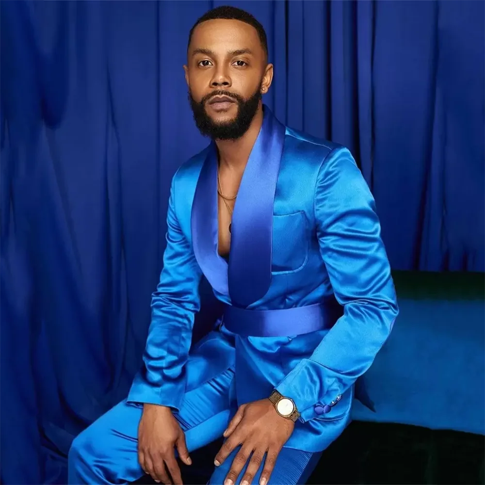 Summer Fashion Blue Business For Man Party Wear Fit Silk Satin Tuxedos Shawl Lapel Blazer Suit 2 Pieces Costume Homme
Summer Fashion Blue Business For Man Party Wear Fit Silk Satin Tuxedos Shawl Lapel Blazer Suit 2 Pieces Costume Homme
