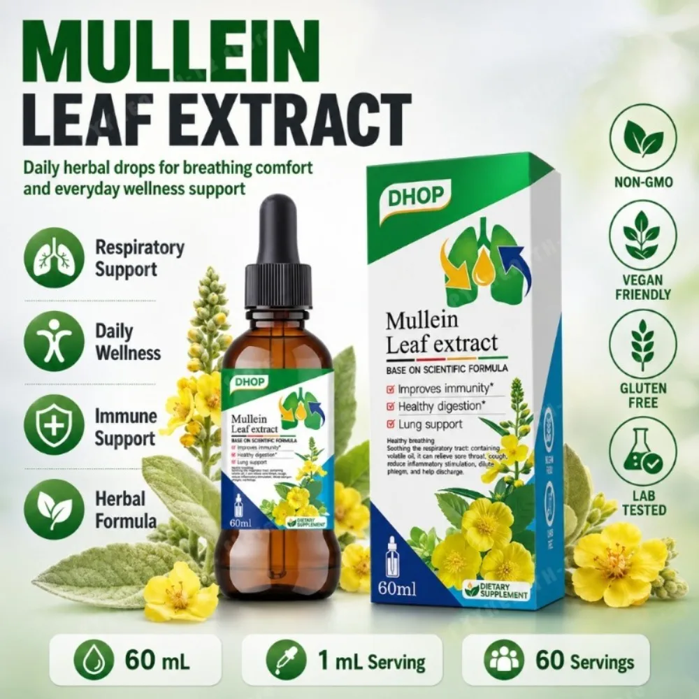 Mullein Leaf Extract Drops 60ml, Herbal Liquid Supplement with Licorice Root Astragalus Root, Daily Wellness Support for Adults
Mullein Leaf Extract Drops 60ml, Herbal Liquid Supplement with Licorice Root Astragalus Root, Daily Wellness Support for Adults