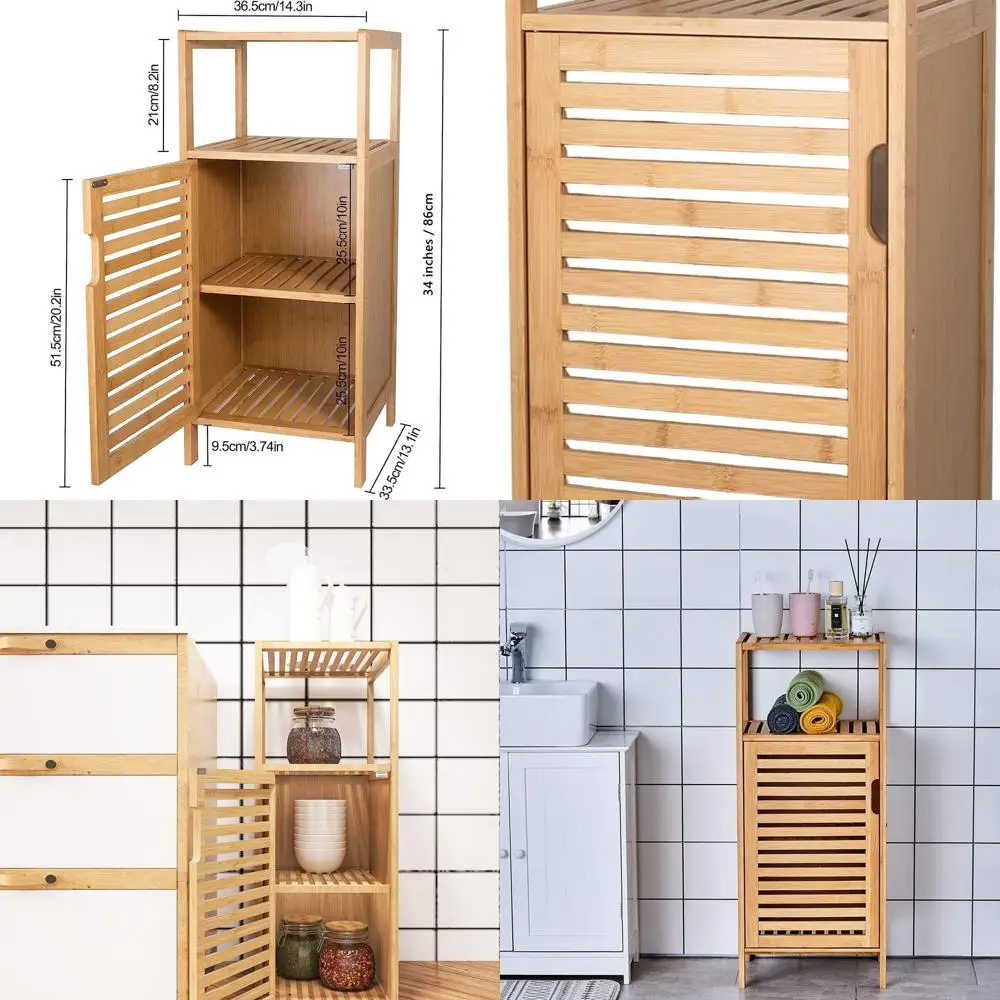 Стильный бамбуковый шкаф для хранения, отдельно стоящий с дверцей и полкой, идеально подходит для нескольких помещений
Стильный бамбуковый шкаф для хранения, отдельно стоящий с дверцей и полкой, идеально подходит для нескольких помещений