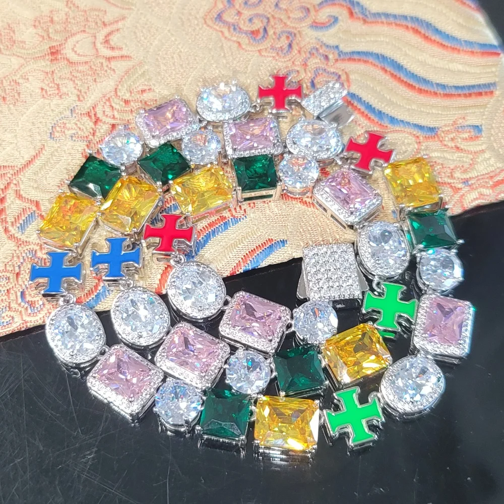 Fashion Colorful Big Baguettecz Zircon Necklace Hip Hop Jewelry Iced Out Chain For Women Men Icy Charm Cross Bracelet Party Gift
Fashion Colorful Big Baguettecz Zircon Necklace Hip Hop Jewelry Iced Out Chain For Women Men Icy Charm Cross Bracelet Party Gift