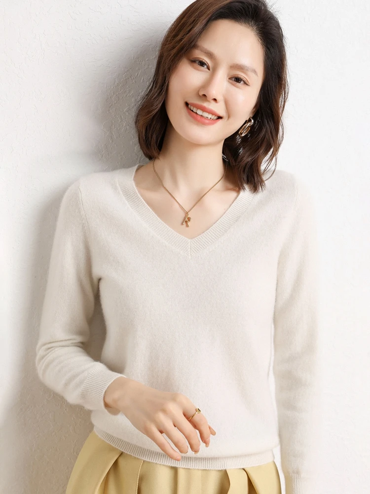 Autumn Winter Women Cashmere Sweater Fit Pullover Basic V-neck 100% Cashmere Knitwear Simple Long Sleeve Clothing Tops Fashion
Autumn Winter Women Cashmere Sweater Fit Pullover Basic V-neck 100% Cashmere Knitwear Simple Long Sleeve Clothing Tops Fashion