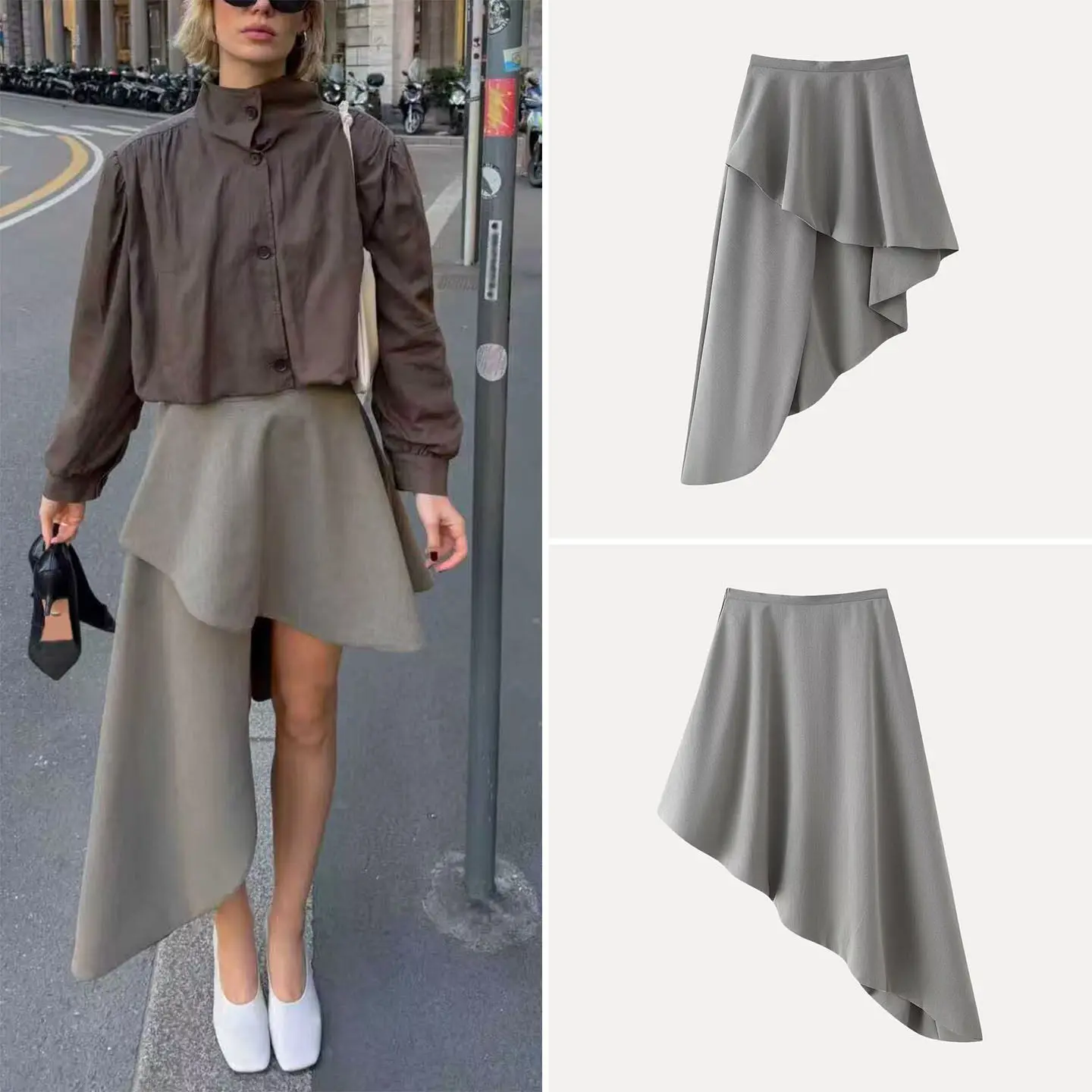 Fashionable Asymmetric Midi Skirt Women's Slim Fit Design Sensation Summer New Arrival Elegant Atmosphere Half-length Skirt
Fashionable Asymmetric Midi Skirt Women's Slim Fit Design Sensation Summer New Arrival Elegant Atmosphere Half-length Skirt