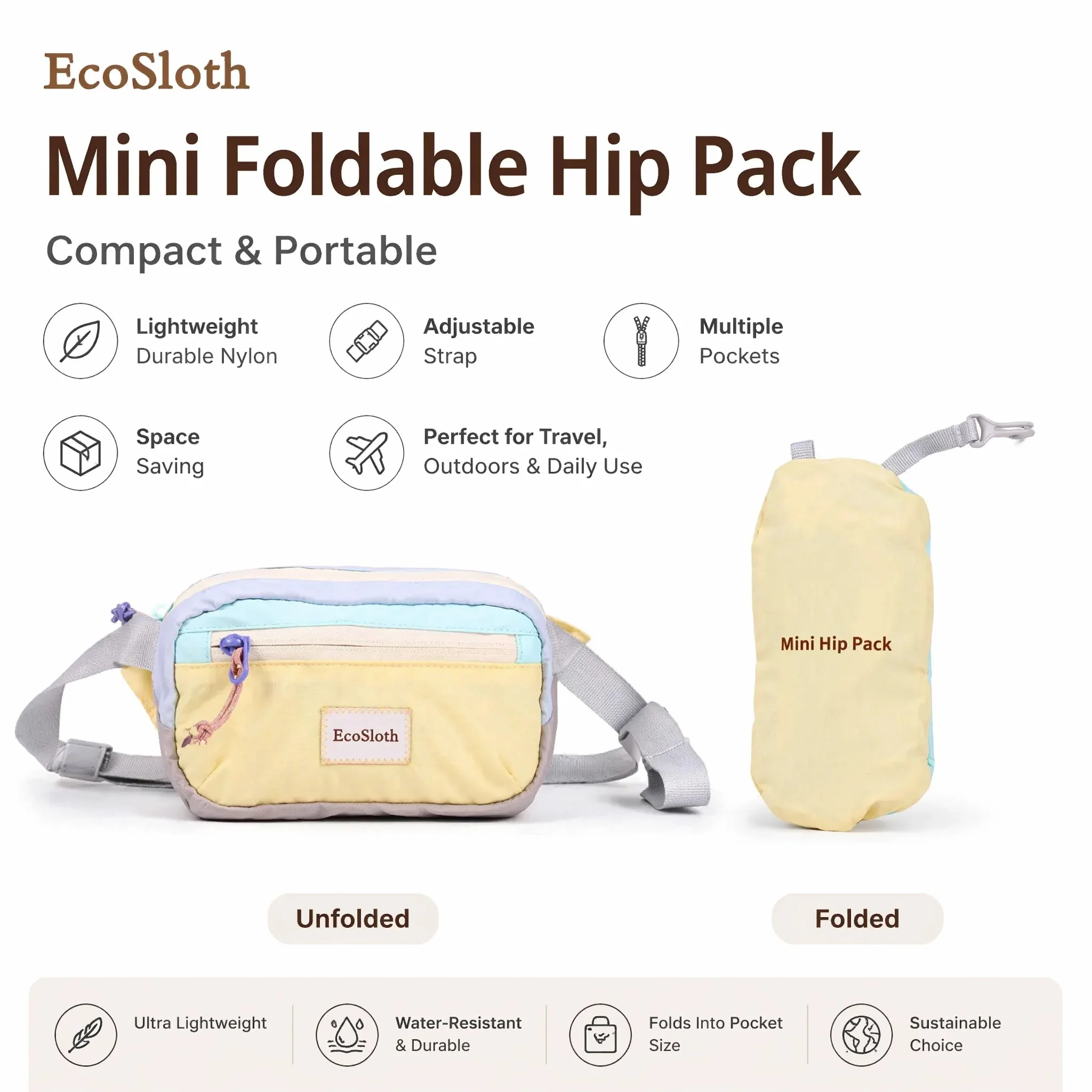 EcoSloth Recycled Nylon Waist Bag With Multi-Pocket Lightweight Water-repellent Fanny Pack For Women Men & Outdoors Running Work
EcoSloth Recycled Nylon Waist Bag With Multi-Pocket Lightweight Water-repellent Fanny Pack For Women Men & Outdoors Running Work