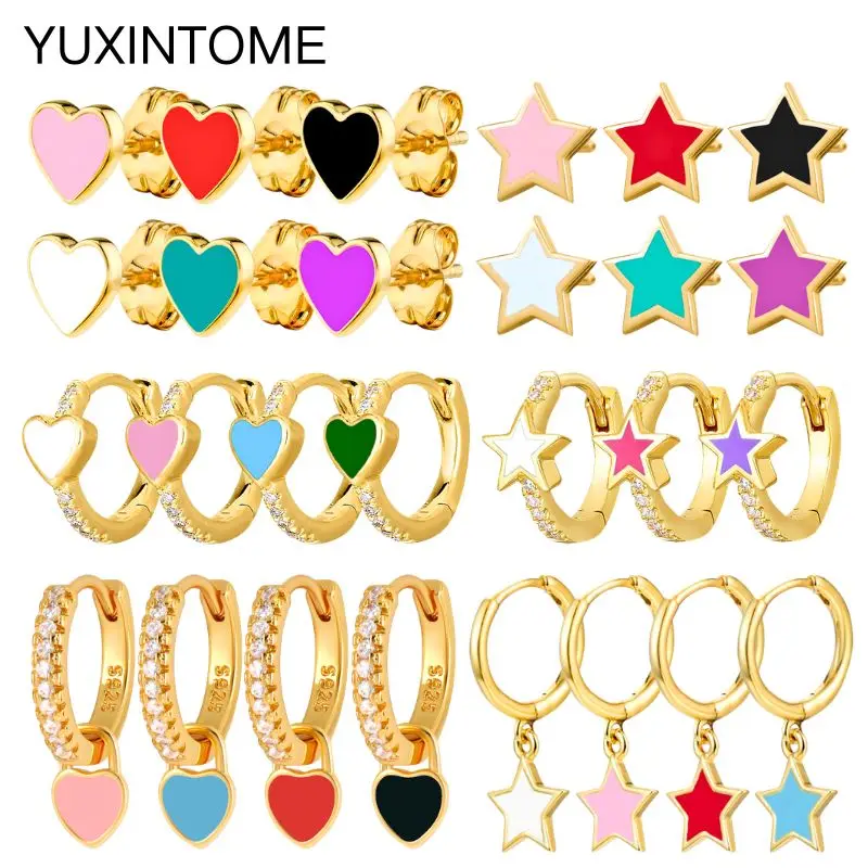 925 Sterling Silver Ear Needle Earrings Cute Candy Neon Color Enamel Heart Stud Earring For Women Star Earrings Jewelry Gift
925 Sterling Silver Ear Needle Earrings Cute Candy Neon Color Enamel Heart Stud Earring For Women Star Earrings Jewelry Gift