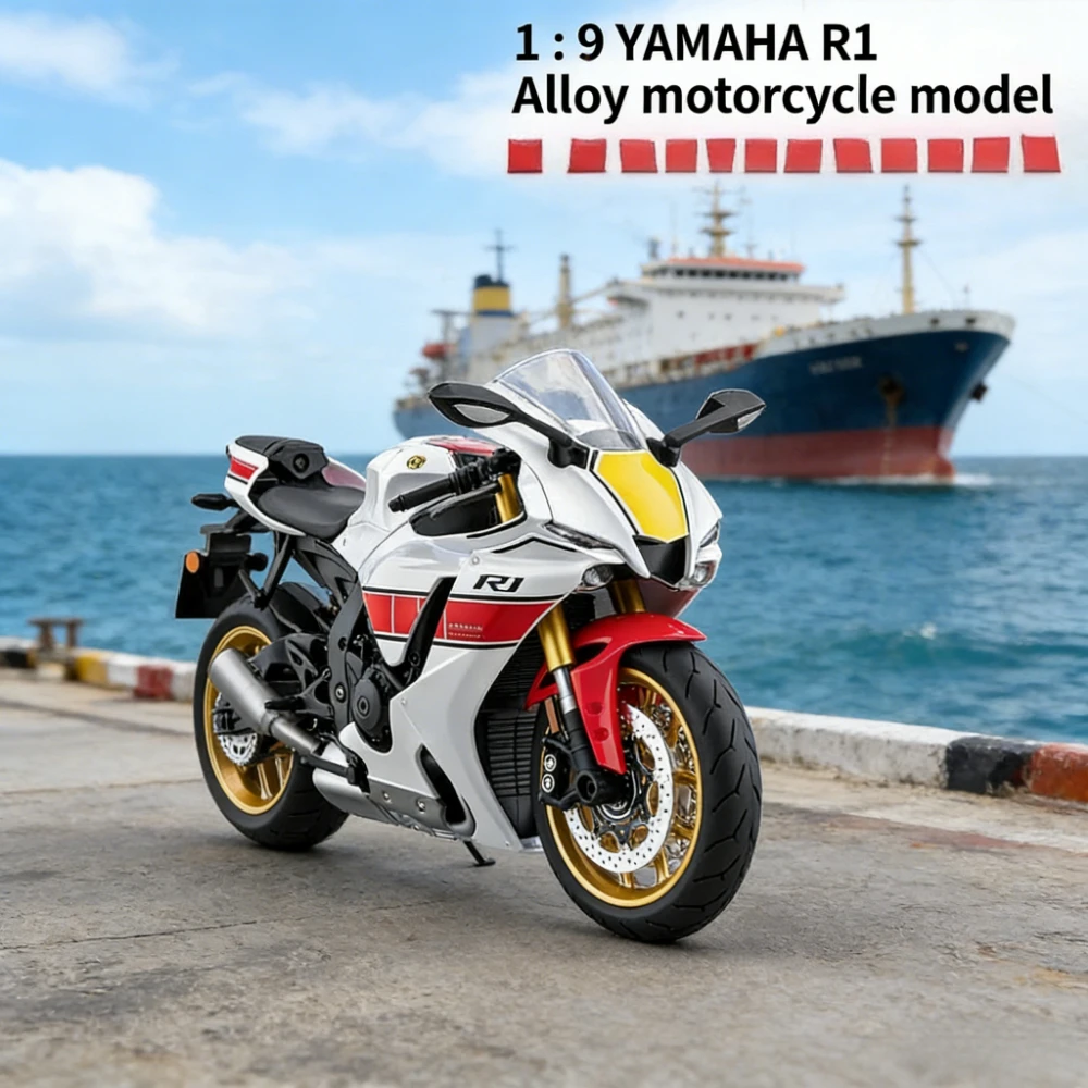 Модель мотоцикла Yamaha YZF-R1M в масштабе 1/9, игрушка с имитацией звука, света и декоративными элементами, идеально подходит в качестве подарка для мальчиков.
Модель мотоцикла Yamaha YZF-R1M в масштабе 1/9, игрушка с имитацией звука, света и декоративными элементами, идеально подходит в качестве подарка для мальчиков.