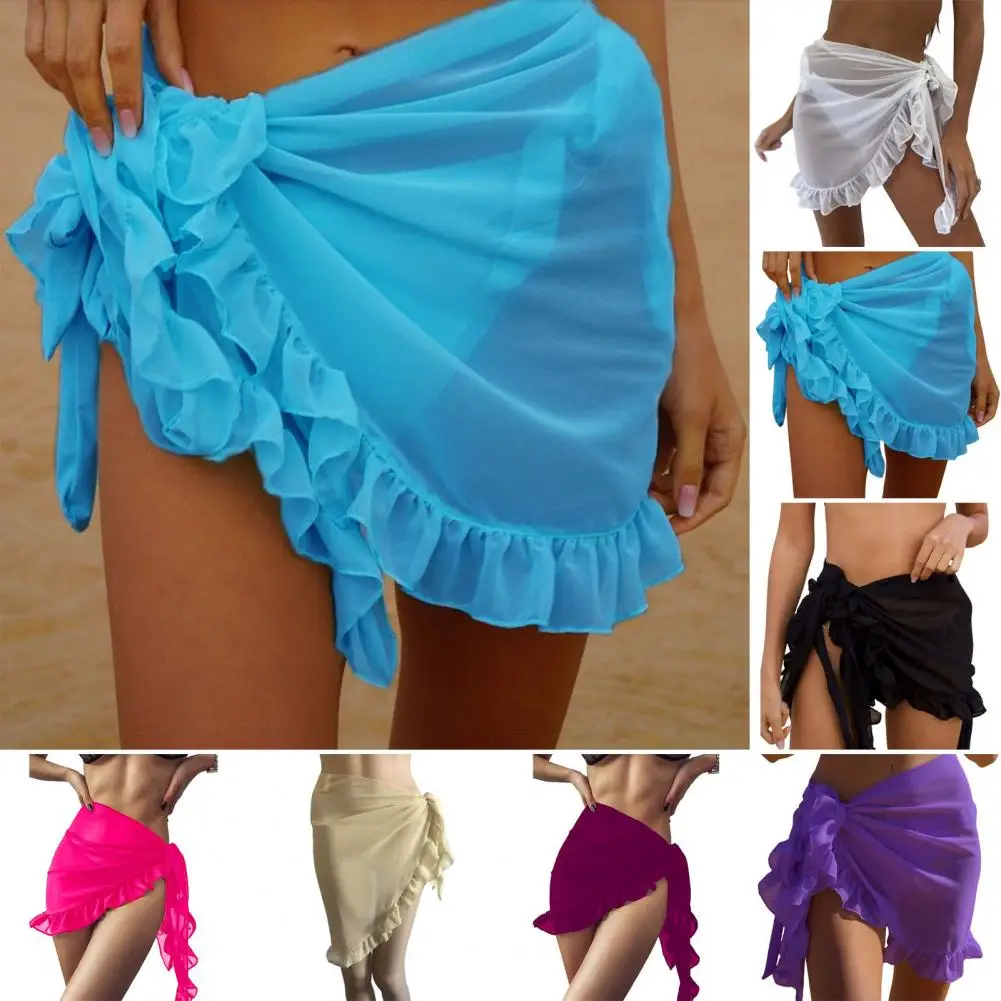Casual Beach Skirt Sunscreen Women Summer Bikini Cover Up Ruffle Trim Lace-up Solid Color Washable Swim Cover Up Beachwear
Casual Beach Skirt Sunscreen Women Summer Bikini Cover Up Ruffle Trim Lace-up Solid Color Washable Swim Cover Up Beachwear