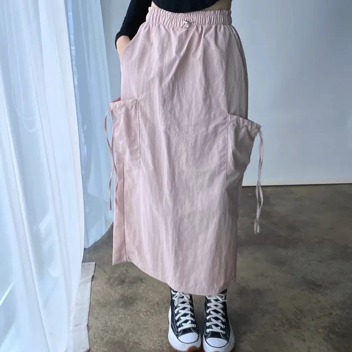 Retro Casual Simple Chic Drawstring Women Skirt Solid Color Simple Basic Woman Skirt Ins Korean Black Pink Fashion Skirt Female
Retro Casual Simple Chic Drawstring Women Skirt Solid Color Simple Basic Woman Skirt Ins Korean Black Pink Fashion Skirt Female