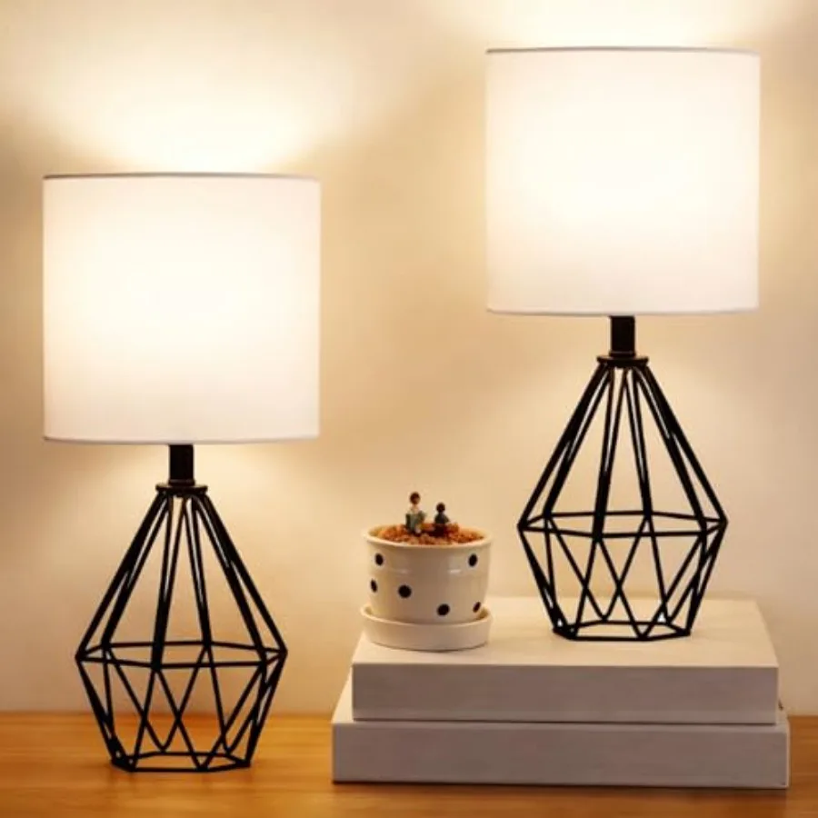 Small Table Lamp Set of Bedside Lamps with White Fabric Shade Cute Desk Lamp with Metal Cage and Linen Lampshade Modern Nightst
Small Table Lamp Set of Bedside Lamps with White Fabric Shade Cute Desk Lamp with Metal Cage and Linen Lampshade Modern Nightst