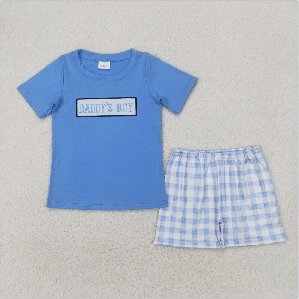 Fashion Kid New Arrival Girls Outfits Summer Embroidery Baby Boys Blue Short Sleeves DADDY'S BOY Top Plaid Shorts Clothes Sets
Fashion Kid New Arrival Girls Outfits Summer Embroidery Baby Boys Blue Short Sleeves DADDY'S BOY Top Plaid Shorts Clothes Sets