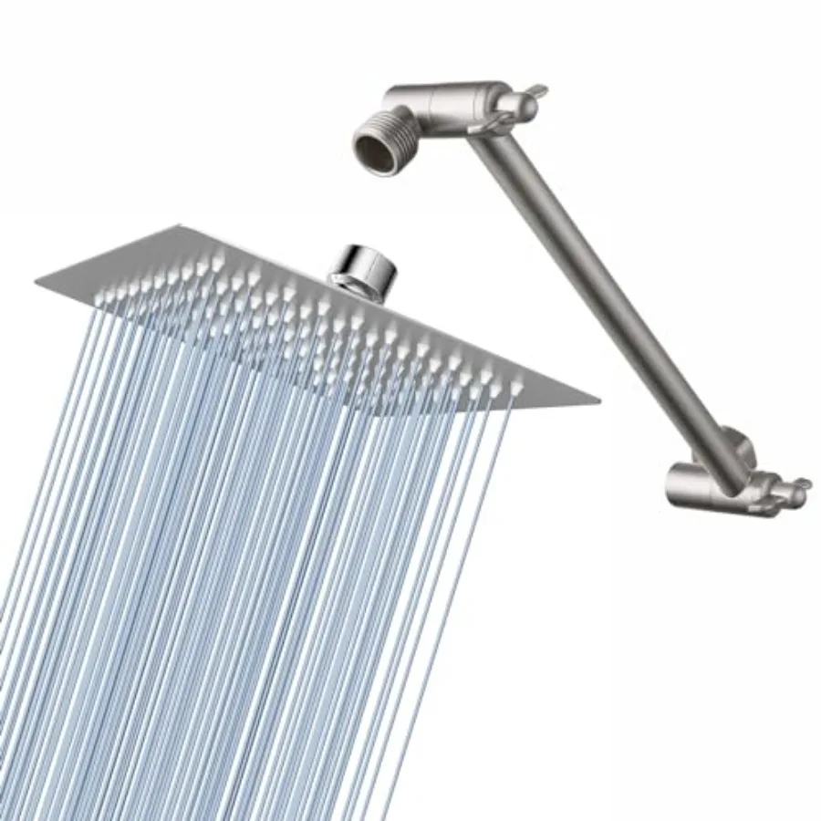 6" High Pressure Rain Shower Head with 11" Adjustable Extension Arm Relaxed Shower Experience Even at Low Water Flow and Pressu
6" High Pressure Rain Shower Head with 11" Adjustable Extension Arm Relaxed Shower Experience Even at Low Water Flow and Pressu