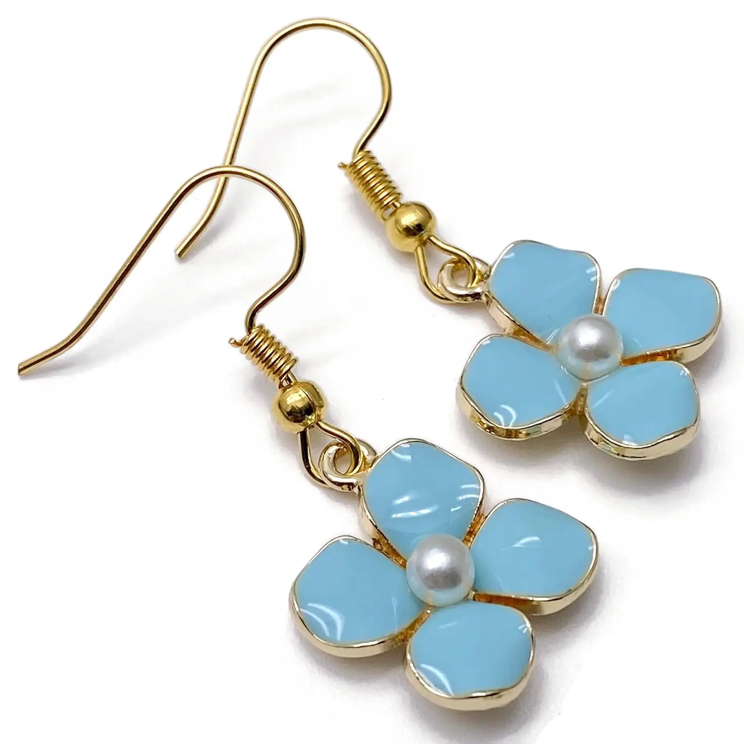 Light Blue Floral Drop Earrings, 36mm Enamel Bead Hooks, Nickel Free Gold Tone, Women's Dainty Jewelry
Light Blue Floral Drop Earrings, 36mm Enamel Bead Hooks, Nickel Free Gold Tone, Women's Dainty Jewelry