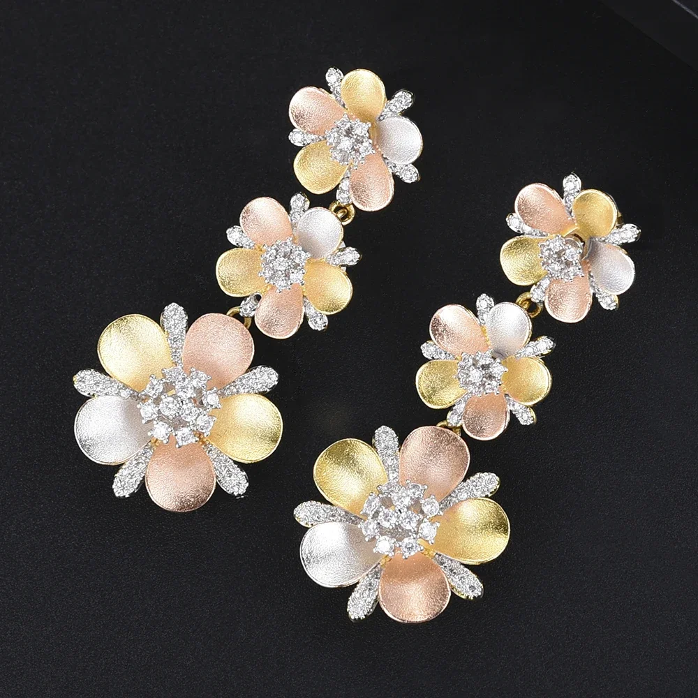 Luxury Blooming Flower Drop Full Cubic Zirconia Bridal Engagement Wedding Earring For Women Accessories boucle d'oreille femme
Luxury Blooming Flower Drop Full Cubic Zirconia Bridal Engagement Wedding Earring For Women Accessories boucle d'oreille femme