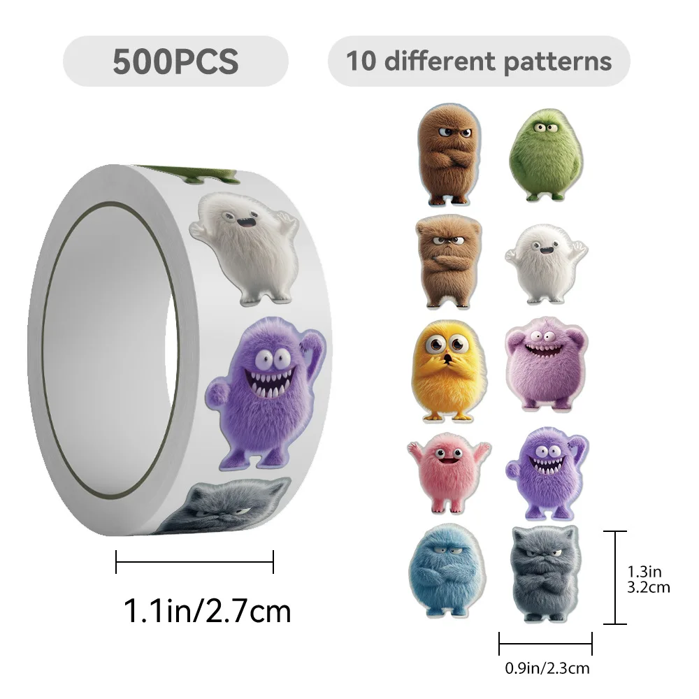 500pcs/Roll Cartoon Cute Furry Monster Sticker DIY PVC Laptop Decals Decoration Stiker Reward Gift Toys
500pcs/Roll Cartoon Cute Furry Monster Sticker DIY PVC Laptop Decals Decoration Stiker Reward Gift Toys