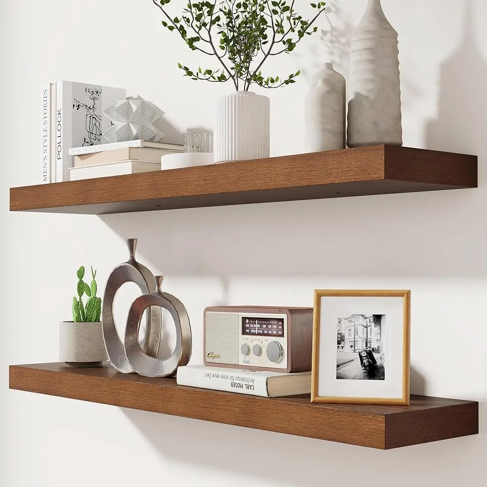 Rustic Floating Shelves For Wall, 36 H Floating Shelves Set Of 2, Solid Dark Wood Wall Shelves For Living Room Bedroom
Rustic Floating Shelves For Wall, 36 H Floating Shelves Set Of 2, Solid Dark Wood Wall Shelves For Living Room Bedroom