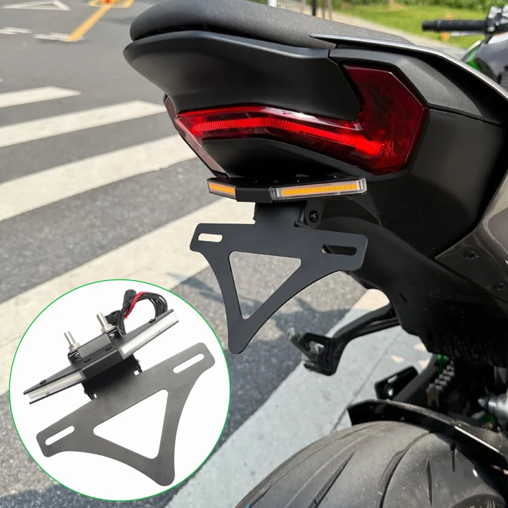 Motorcycle License Plate Holder with LED Turn Light For Kawasaki Z900 2025-2026 Motorcycle Number License Plate Holder LED Light
Motorcycle License Plate Holder with LED Turn Light For Kawasaki Z900 2025-2026 Motorcycle Number License Plate Holder LED Light