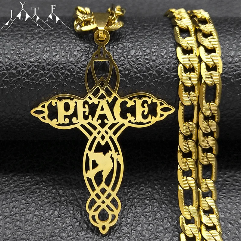 Exquisite Peace Cross Hip Hop Necklace for Men Women Stainless Steel Gold Color Dove Cuban Chain Christian Necklaces Jewelry
Exquisite Peace Cross Hip Hop Necklace for Men Women Stainless Steel Gold Color Dove Cuban Chain Christian Necklaces Jewelry