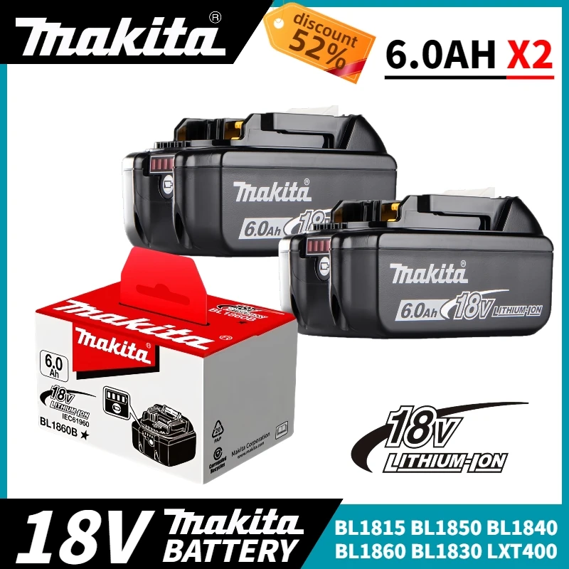 Original Makita 18V 5.0/6.0Ah lithium-ion battery, suitable for Makita BL1830 BL1815 BL1860 BL1850 BL1840 power tool battery
Original Makita 18V 5.0/6.0Ah lithium-ion battery, suitable for Makita BL1830 BL1815 BL1860 BL1850 BL1840 power tool battery