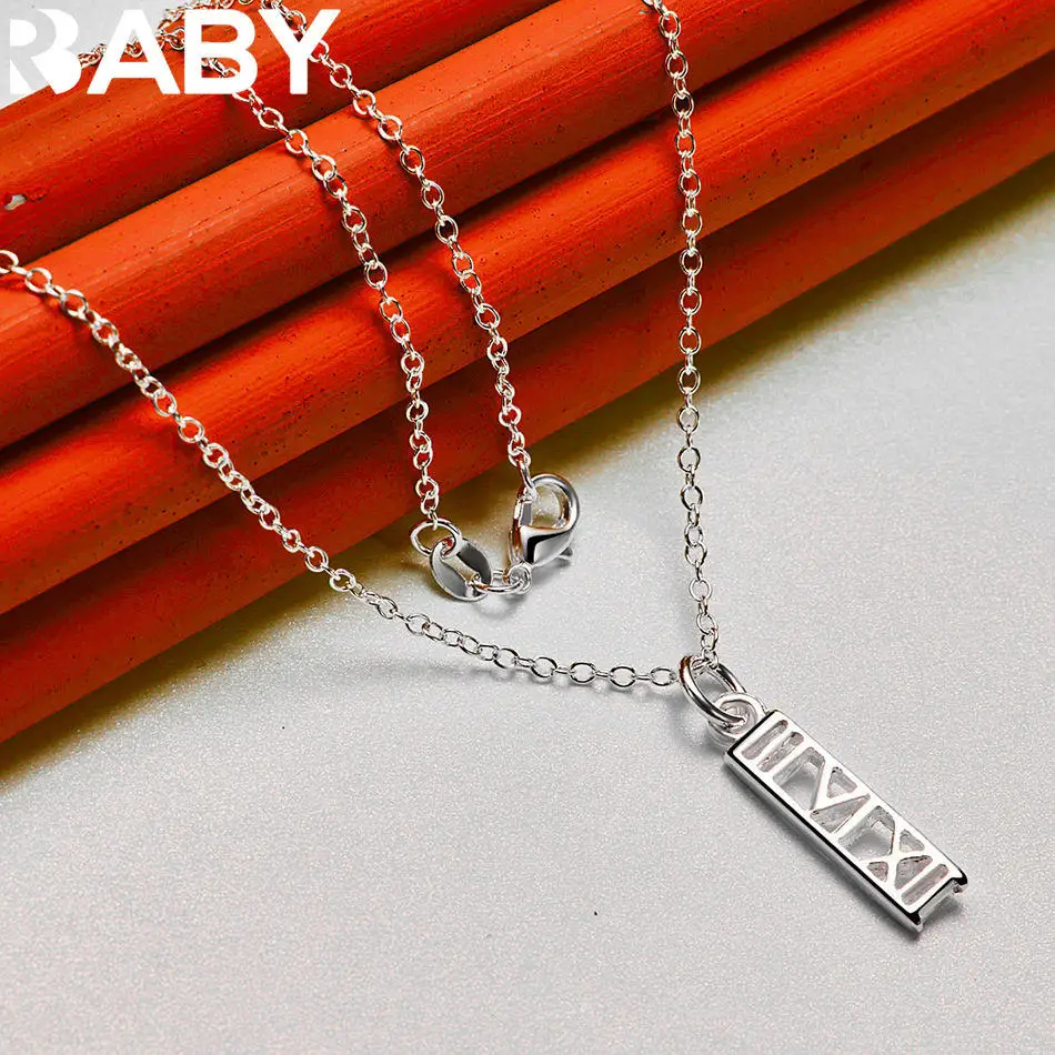 URBABY 925 Sterling Silver Roman Numeral Chain Pendant Necklace For Men and Women Fashion Jewelry Classic Engagement Wedding
URBABY 925 Sterling Silver Roman Numeral Chain Pendant Necklace For Men and Women Fashion Jewelry Classic Engagement Wedding