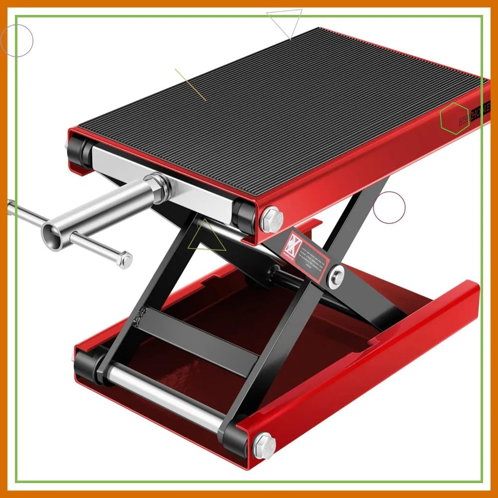 1100 LBS Motorcycle Scissor Lift Jack, Adjustable Height Stand for Cruiser, Dirt Bike, ATV - Red
1100 LBS Motorcycle Scissor Lift Jack, Adjustable Height Stand for Cruiser, Dirt Bike, ATV - Red