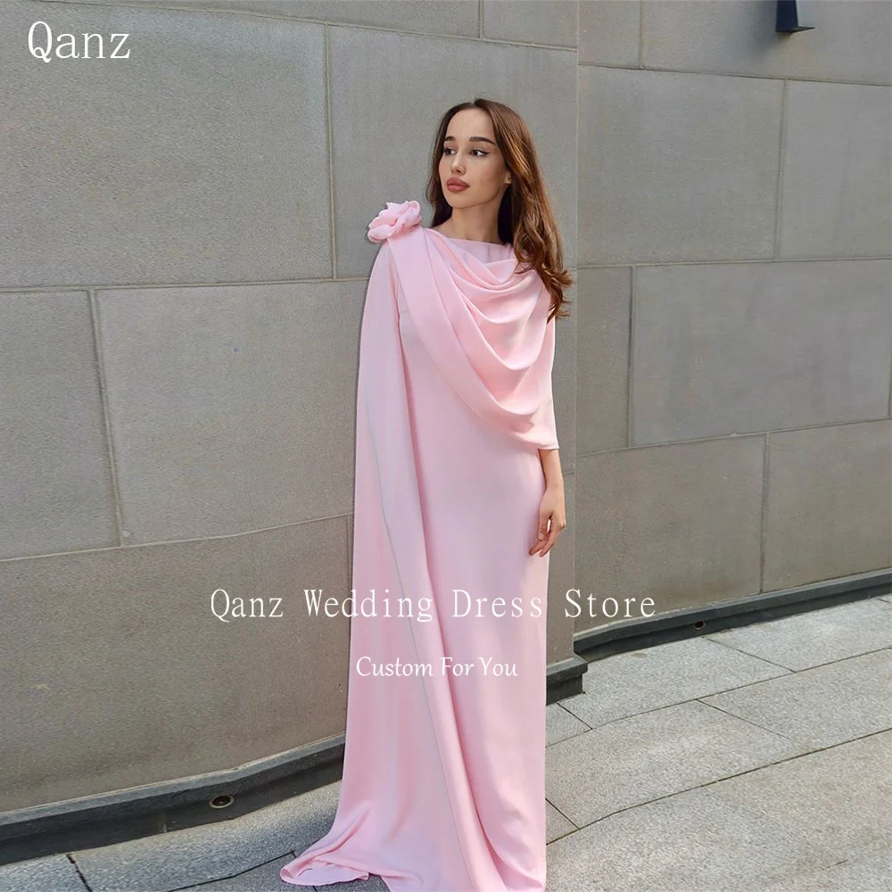 Qanz Pink Evening Dresses Woman Elegant One Shoulder Flower Floor Length Satin Formal Occasion Dresses Vestidos Gasa Mujer 2024
Qanz Pink Evening Dresses Woman Elegant One Shoulder Flower Floor Length Satin Formal Occasion Dresses Vestidos Gasa Mujer 2024