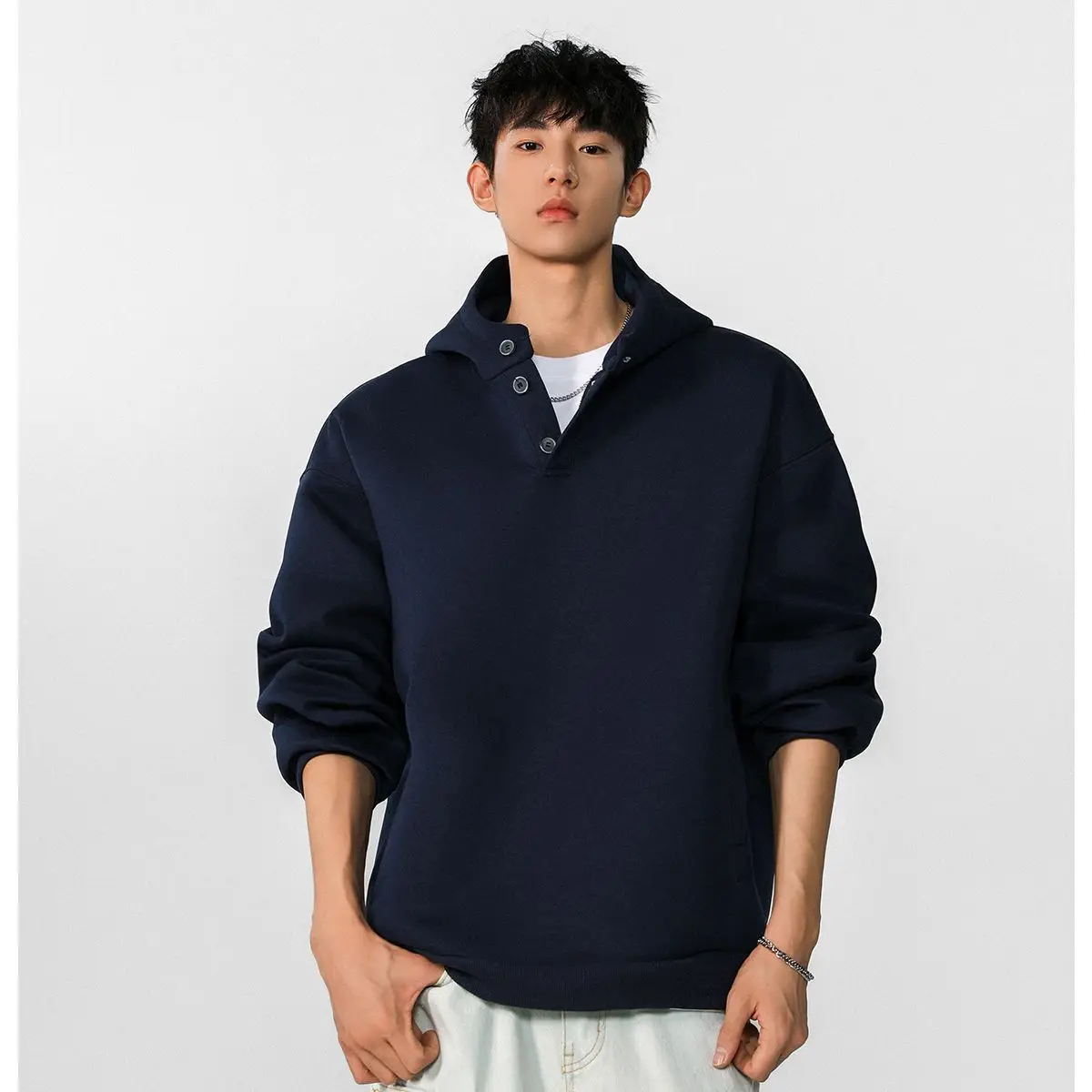 Navy blue hooded sweatshirt men's spring and autumn new American retro oversize heavy loose and versatile casual jacket
Navy blue hooded sweatshirt men's spring and autumn new American retro oversize heavy loose and versatile casual jacket