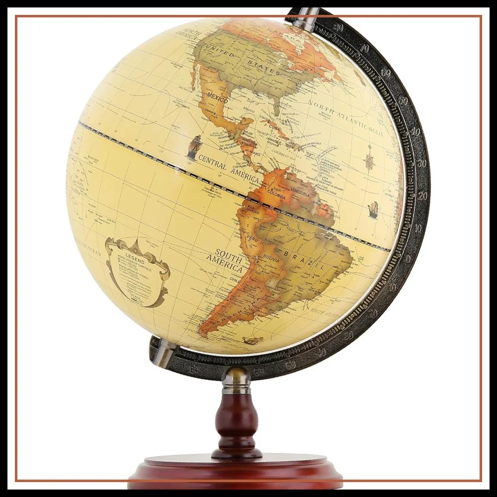 Vintage 10" Globe with Wood Base, Rotating World Map for Education & Decor
Vintage 10" Globe with Wood Base, Rotating World Map for Education & Decor