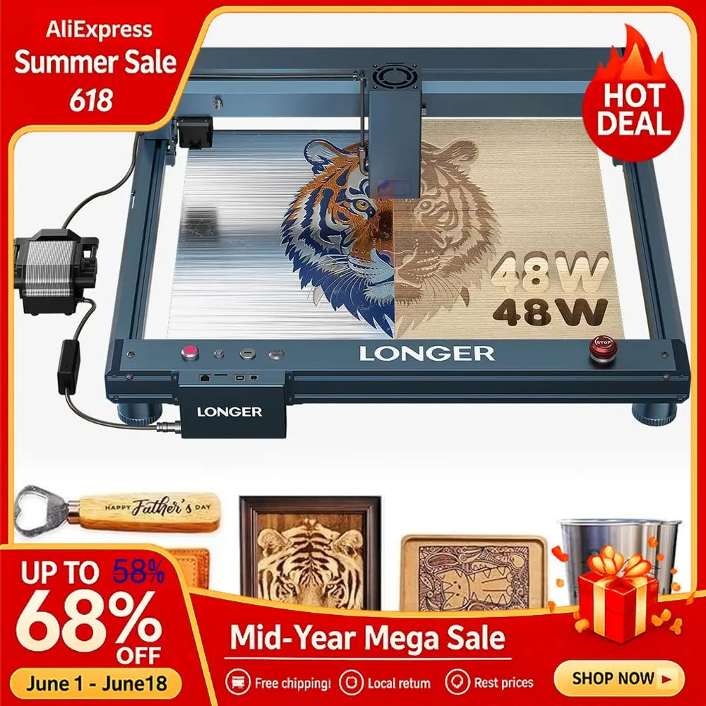40W Laser Engraver, 48000mW Output Laser Cutter Machine with Auto Air Assist, Engraving Area 17.72x17.32, DIY Laser Custom
40W Laser Engraver, 48000mW Output Laser Cutter Machine with Auto Air Assist, Engraving Area 17.72x17.32, DIY Laser Custom