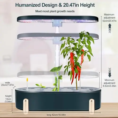 12-Pod Adjustable Height Hydroponic Indoor Garden With Full-Spectrum LED Light For Herbs, Vegetables And Flowers
12-Pod Adjustable Height Hydroponic Indoor Garden With Full-Spectrum LED Light For Herbs, Vegetables And Flowers