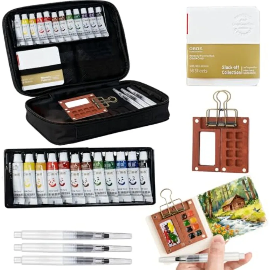 Mini Watercolor Paint Kit, Mini Watercolor Travel Set, Wood Pocket Palette Travel Paint Kit with Carry bag, 12 Paint, Brush, Sk
Mini Watercolor Paint Kit, Mini Watercolor Travel Set, Wood Pocket Palette Travel Paint Kit with Carry bag, 12 Paint, Brush, Sk