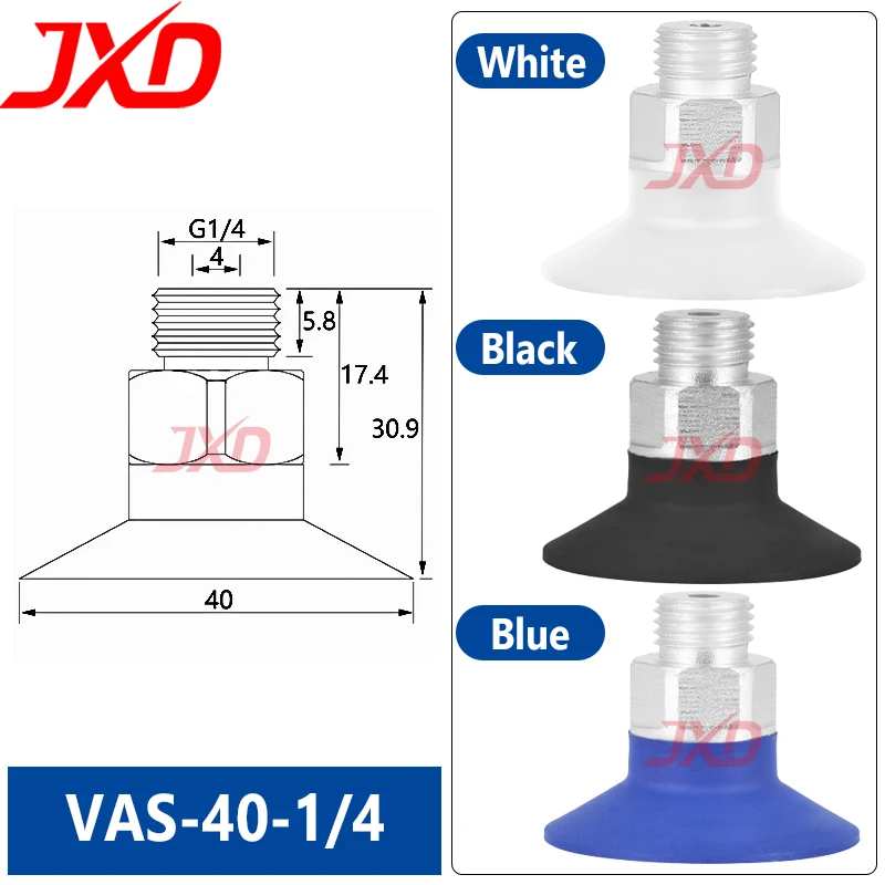 JXD Vacuum Suction Cup VAS-40-1/4 NBR PUR Industrial Robot Gripper Pad 40mm Pneumatic Components VAS 40 New Arrival
JXD Vacuum Suction Cup VAS-40-1/4 NBR PUR Industrial Robot Gripper Pad 40mm Pneumatic Components VAS 40 New Arrival