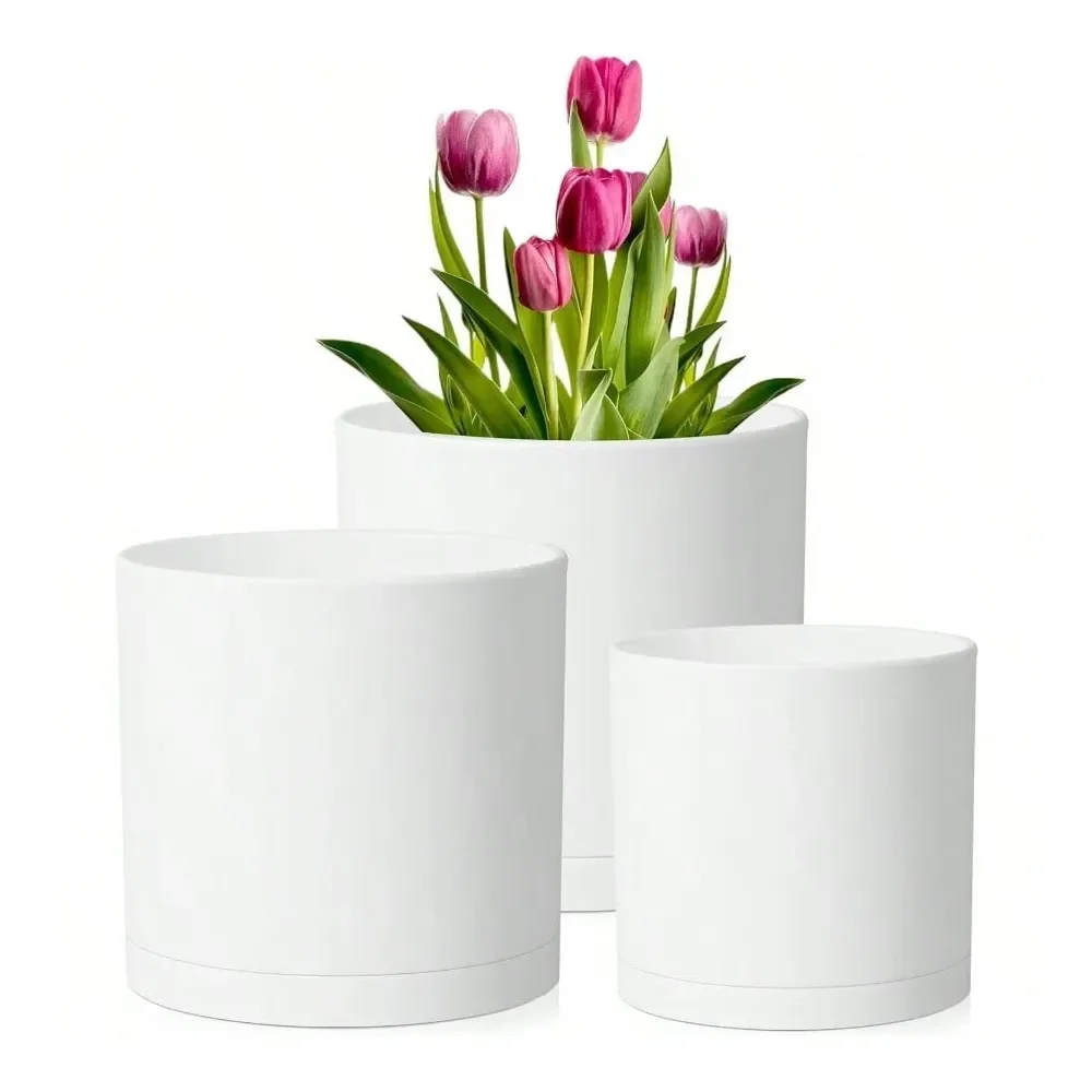 7 6 Inch Plant Pots, Set Of 3 Cylinder Flower Pots For Outdoor Indoor Plants, Decorative Plastic Planters With Drainage Holes A
7 6 Inch Plant Pots, Set Of 3 Cylinder Flower Pots For Outdoor Indoor Plants, Decorative Plastic Planters With Drainage Holes A