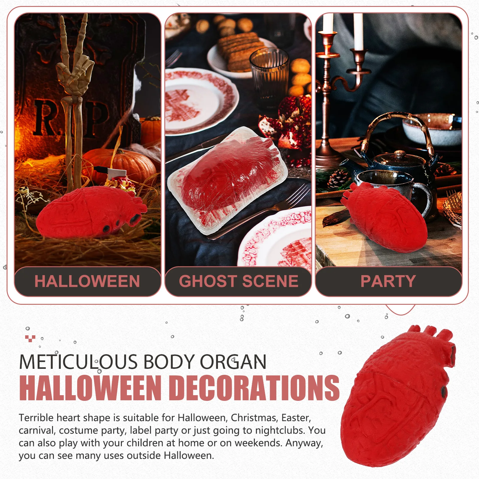 Plastic Heart Props Fake Organs Decor Spooky Halloween Body Organ Prop Horror Toy Party Wear Resistant Festive Model
Plastic Heart Props Fake Organs Decor Spooky Halloween Body Organ Prop Horror Toy Party Wear Resistant Festive Model