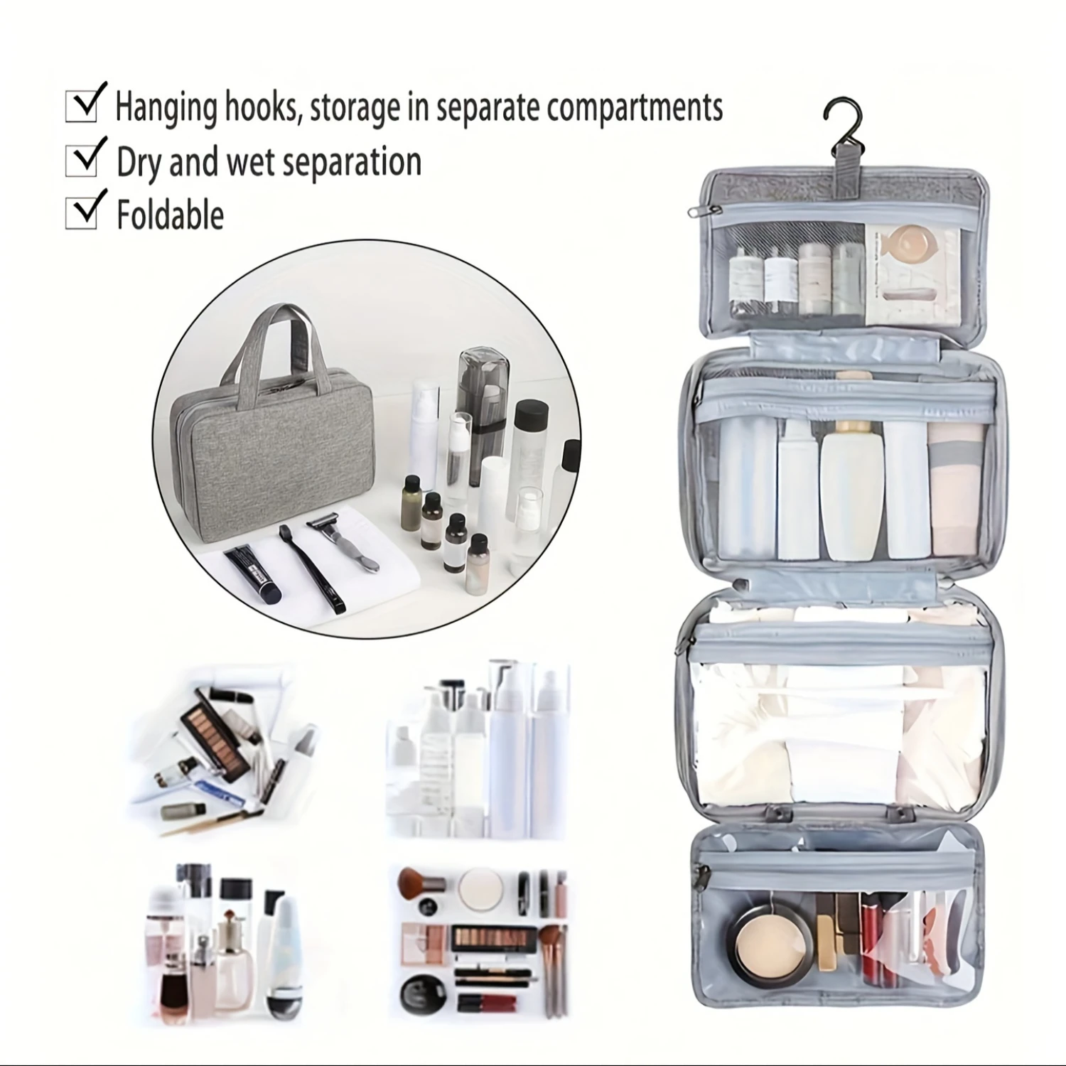 Lightweight & Stylish Travel Toiletry Bag - Water-Resistant Hanging Cosmetic Organizer with Zipper Closure - Perfect Makeup Bag
Lightweight & Stylish Travel Toiletry Bag - Water-Resistant Hanging Cosmetic Organizer with Zipper Closure - Perfect Makeup Bag